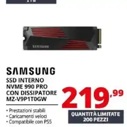 Comet Samsung SSD interno NVMe 990 Pro offerta