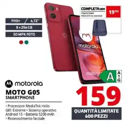 Comet motorola moto g05 smartphone offerta