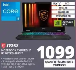 Comet msi NOTEBOOK CYBORG 15 offerta