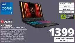 Comet msi KATANA NOTEBOOK HX B14WFK-075IT offerta