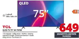 Comet TCL QLED TV 75" 4K 75P8K offerta
