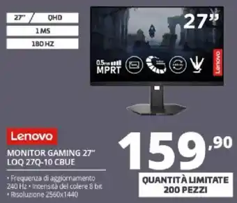 Comet Lenovo Monitor Gaming 27" offerta