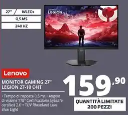 Comet Lenovo Monitor Gaming 27" Legion 27-10 C4IT offerta