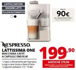 Comet Nespresso Lattissima One Macchina Caffè a Capsule EN510.W offerta