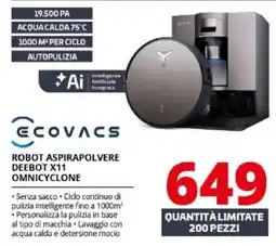 Comet Ecovacs robot aspirapolvere Deebot X11 Omnicyclone offerta