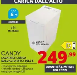 Comet Candy lavatrice carica dall'alto offerta
