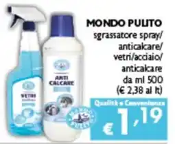 Spak Supermercati Mondo Pulito sgrassatore spray/anticacare/vetri/acciaio/anticacare offerta