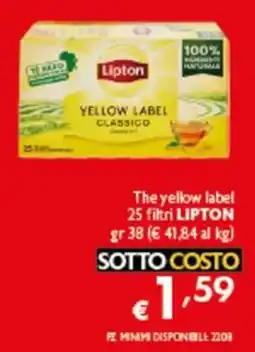Spak Supermercati The yellow label 25 filtri LIPTON offerta