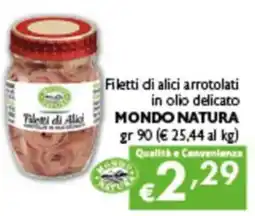 Spak Supermercati Filetti di alici arrotolati in olio delicato MONDO NATURA offerta
