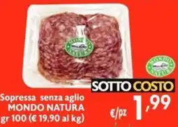 SuperW Sopressa senza aglio MONDO NATURA offerta