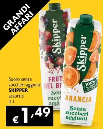 Succo senza zuccheri aggiunti SKIPPER assortiti