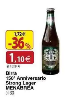 Docks Cash&Carry Birra 150° Anniversario Strong Lager Menabrea offerta