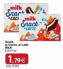 Docks Cash&Carry Milk Snack al Cacao, al Latte offerta
