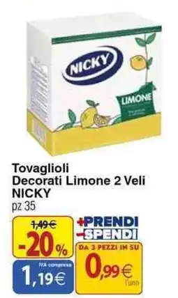 Docks Cash&Carry Tovaglioli Decorati Limone 2 Veli NICKY offerta