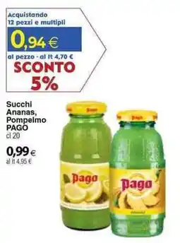Docks Cash&Carry Succhi Ananas, Pompelmo PAGO offerta