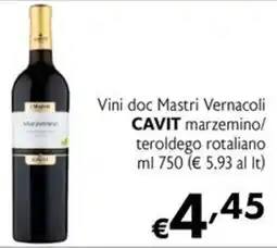 Eurospesa Vini doc Mastri Vernacoli CAVIT marzemino offerta