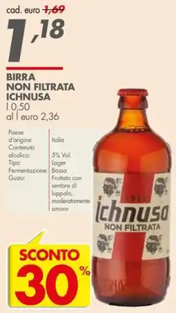 Italmark Birra non filtrata Ichnusa offerta