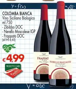 Despar Colomba Bianca Vino Siciliano Biologico offerta