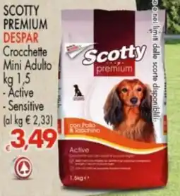 Despar Scotty premium Crocchette Mini Adulto Active Sensitive offerta