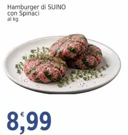 Market Ingross Hamburger di SUINO con Spinaci offerta