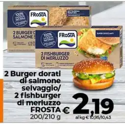 Ipercoop Radenza 2 Burger dorati di salmone selvaggio/2 fishburger di merluzzo FROSTA offerta
