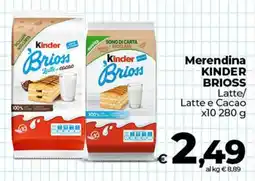Ipercoop Radenza Merendina Kinder Brioss Latte e Cacao offerta