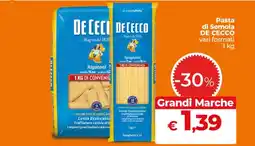 Ipercoop Radenza Pasta di Semola DE CECCO offerta