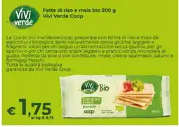 Ipercoop Radenza Fette di riso e mais bio Viviverde Coop offerta