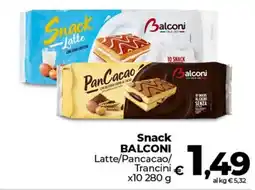 Ipercoop Radenza Snack Balconi Latte/Pancacao/Trancini offerta