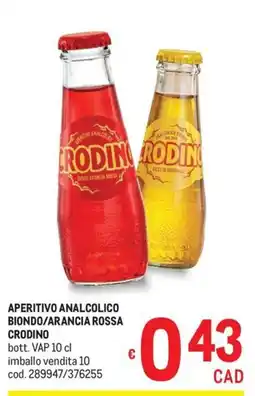 Metro Aperitivo analcolico biondo/arancia rossa Crodino offerta