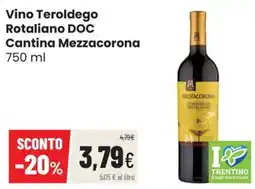 Coop Master Alleanza 3.0 Vino Teroldego Rotaliano DOC Cantina Mezzacorona offerta