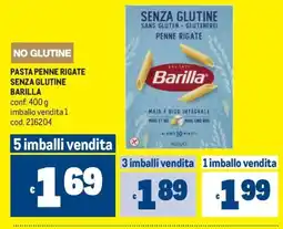Metro Pasta penne rigate senza glutine Barilla offerta