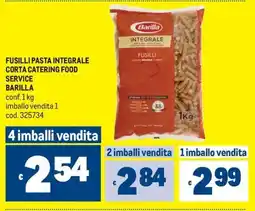 Metro Fusilli pasta integrale Barilla offerta