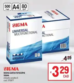 Metro Sigma risma carta fotocopie offerta