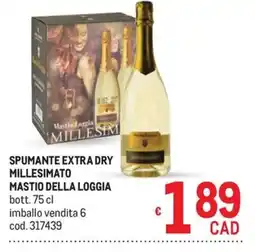 Metro Spumante extra dry millesimato mastio della loggia offerta