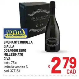 Metro Spumante Ribolla Gialla Dosaggio Zero Millesimato Civa offerta