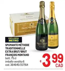 Metro Spumante méthode traditionnelle François Montand offerta