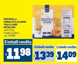 Metro Mozzarella fiordilatte julienne taglio largo metro chef offerta