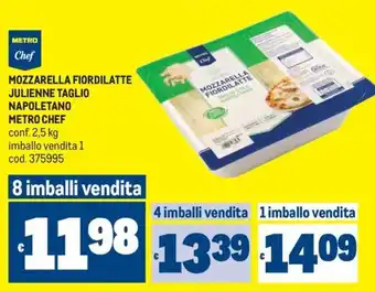 Mozzarella fiordilatte julienne taglio napoletano metro chef