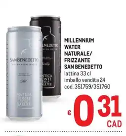 Metro Millennium Water Naturale/Frizzante San Benedetto offerta