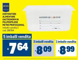 Metro Contenitore alimentare gastronorm in polipropilene metro professional offerta