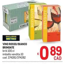 Metro Vino rosso/bianco brindate offerta