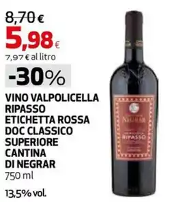 Extracoop Vino Valpolicella Ripasso Etichetta Rossa offerta