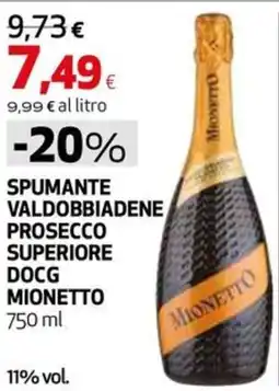 Extracoop Spumante Valdobbiadene Prosecco Superiore DOCG Mionetto offerta