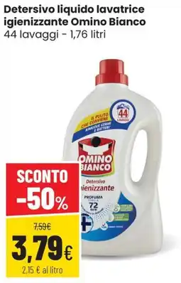 Coop Trentino Detersivo liquido lavatrice igienizzante Omino Bianco offerta