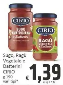 Paghi Poco Sugo, Ragù Vegetale e Datterini Cirio offerta