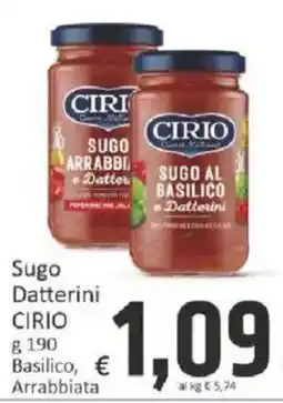 Paghi Poco Sugo Datterini Cirio Basilico, Arrabbiata offerta