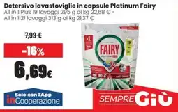 Coop Trentino Detersivo lavastoviglie in capsule Platinum Fairy offerta