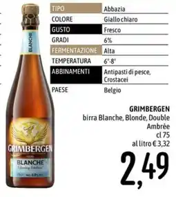 Emisfero Grimbergen birra Blanche, Blonde, Double Ambree offerta
