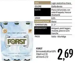 Emisfero Forst birra analcolica 0,0% offerta